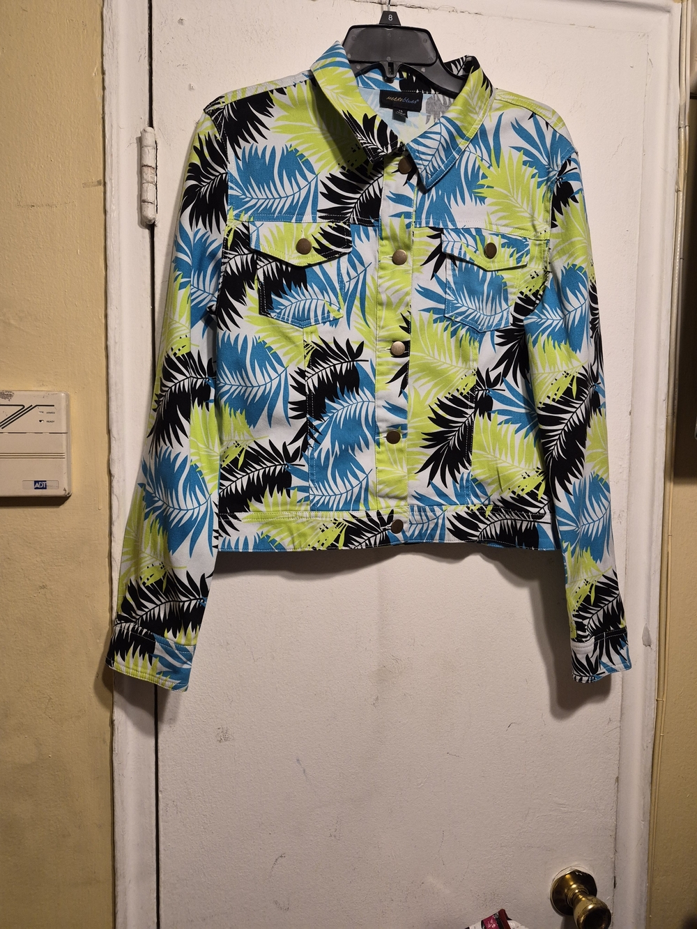 Metro Blues Women’s Tropical Print Lightweight Jacket - Blue/Green/Black SZ M